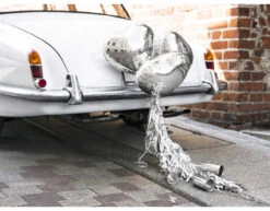 Auto Decoratie Set Bruiloft Hartjes Zilver -Feestartikelen Winkel auto decoratie set bruiloft hartjes zilver 2