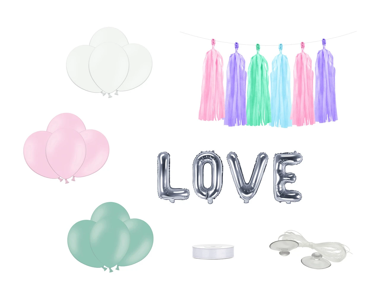 Auto Decoratie Set Bruiloft Love 3 Auto Decoratie Set Bruiloft Love