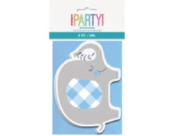 Baby Olifant Uitnodigingen Blauw 8st -Feestartikelen Winkel baby olifant uitnodigingen blauw 8st 2