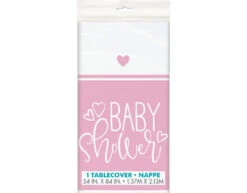 Babyshower Tafelkleed Roze 2,13m -Feestartikelen Winkel babyshower tafelkleed roze 213m 2