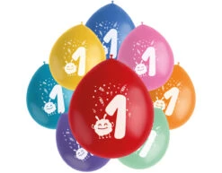 Ballonnen 1 Jaar Gekleurd 23cm 8st