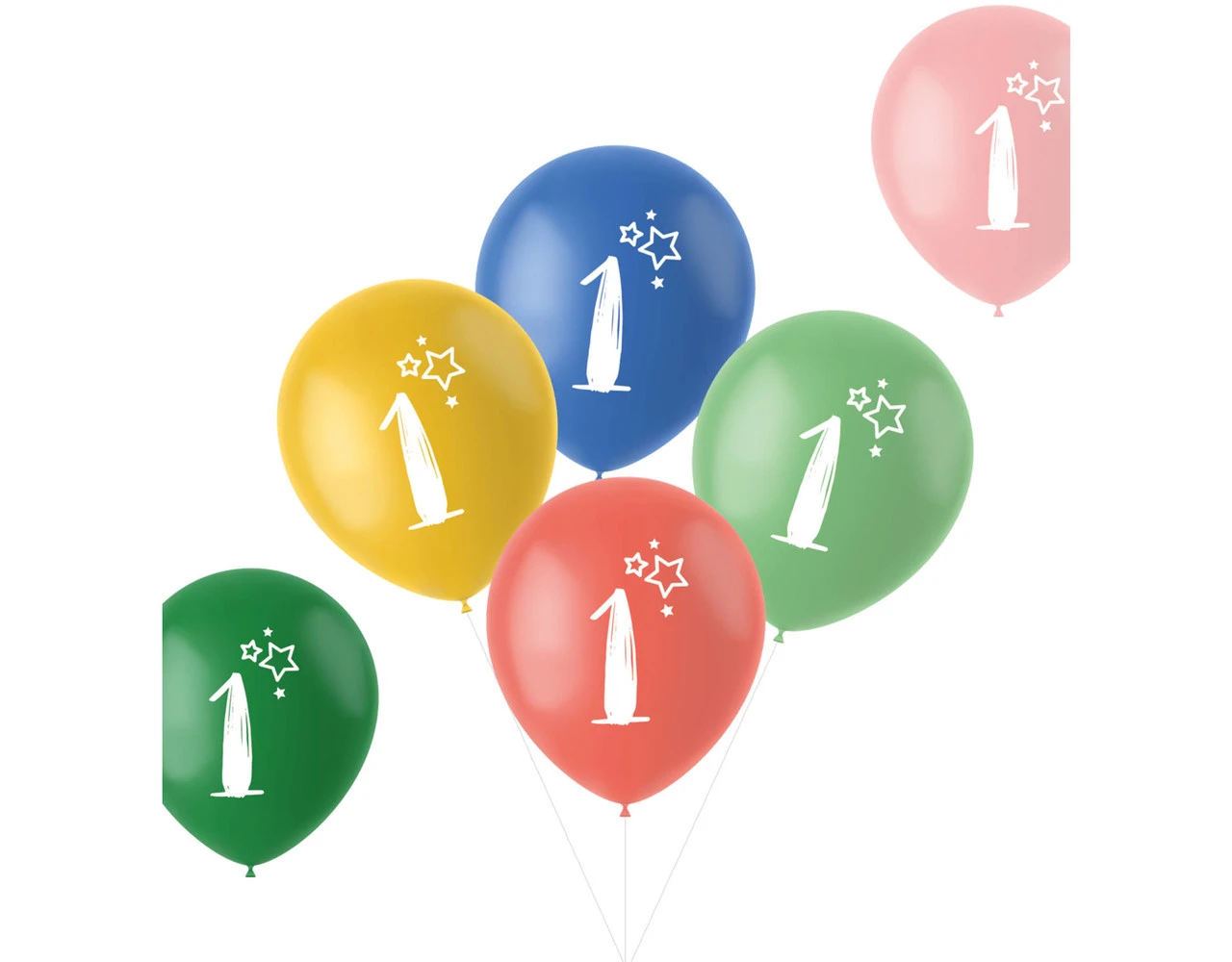 Ballonnen 1 Jaar Gekleurd 33cm 6st 3 Ballonnen 1 Jaar Gekleurd 33cm 6st