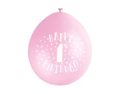 Ballonnen 1 Jaar Happy Birthday Roze 28cm 10st -Feestartikelen Winkel ballonnen 1 jaar happy birthday roze 28cm 10st 2