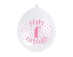Ballonnen 1 Jaar Happy Birthday Roze 28cm 10st -Feestartikelen Winkel ballonnen 1 jaar happy birthday roze 28cm 10st 3