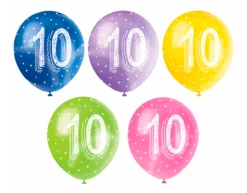 Ballonnen 10 Jaar Confetti 30cm 5st