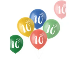 Ballonnen 10 Jaar Gekleurd 33cm 6st