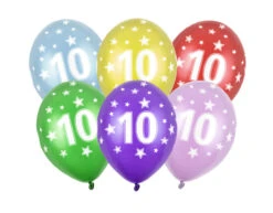 Ballonnen 10 Jaar Gekleurd Metallic 30cm 6st