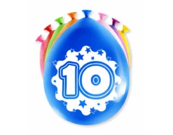 Ballonnen 10 Jaar Hoera 30cm 8st