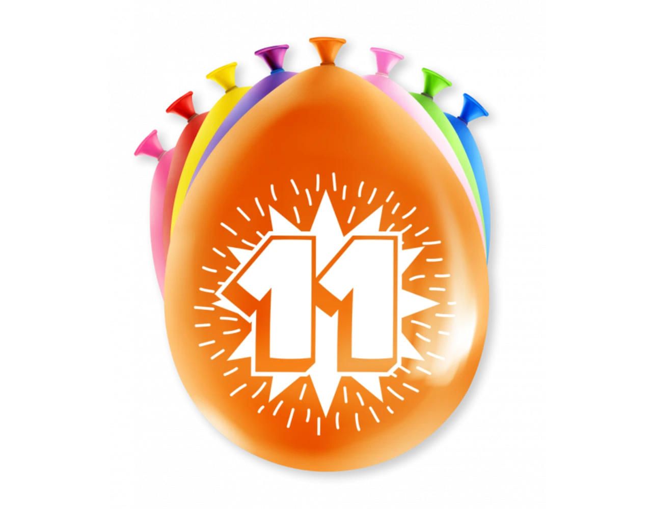 Ballonnen 11 Jaar Meerkleurig 30cm 8st 3 Ballonnen 11 Jaar Meerkleurig 30cm 8st