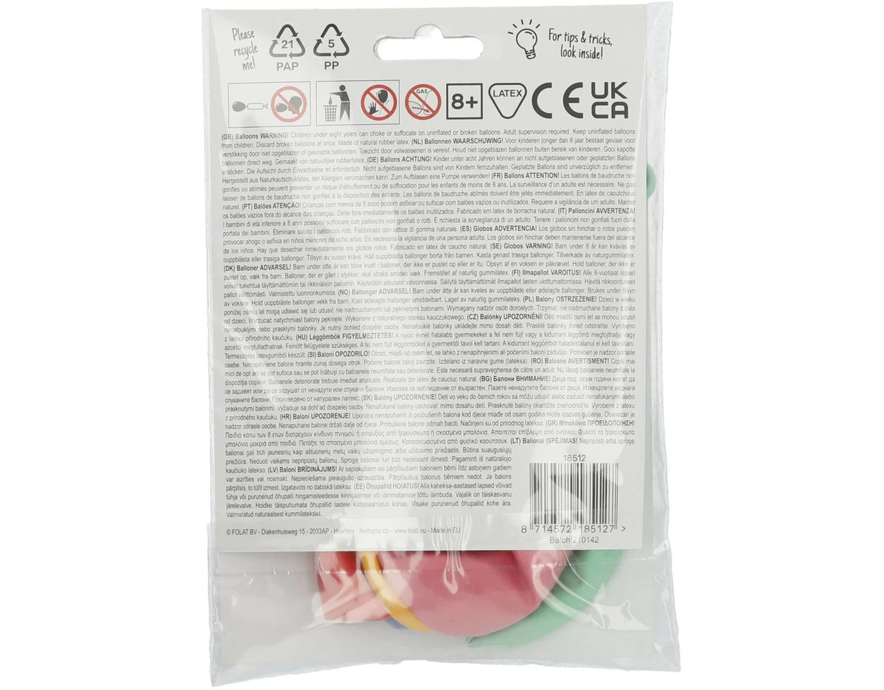 Ballonnen 12 Jaar Gekleurd 33cm 6st 5 Ballonnen 12 Jaar Gekleurd 33cm 6st - Afbeelding 3