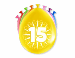 Ballonnen 15 Jaar Meerkleurig 30cm 8st