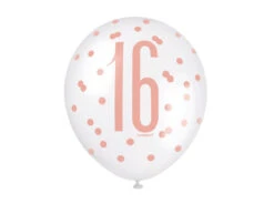 Ballonnen 16 Jaar Rose Goud 30cm 6st -Feestartikelen Winkel ballonnen 16 jaar rose goud 30cm 6st 1