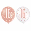 Ballonnen 16 Jaar Rose Goud 30cm 6st -Feestartikelen Winkel ballonnen 16 jaar rose goud 30cm 6st