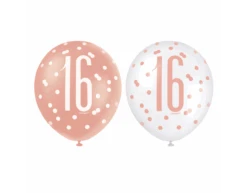 Ballonnen 16 Jaar Rose Goud 30cm 6st