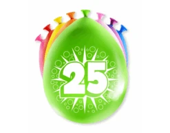 Ballonnen 25 Jaar Hoera 30cm 8st