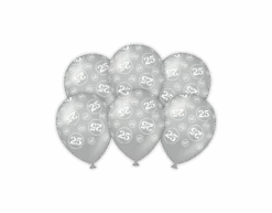 Ballonnen 25 Jaar Zilver 30cm 6st