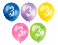 Ballonnen 3 Jaar Confetti 30cm 5st