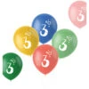 Ballonnen 3 Jaar Gekleurd 33cm 6st -Feestartikelen Winkel ballonnen 3 jaar gekleurd 33cm 6st