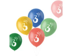 Ballonnen 3 Jaar Gekleurd 33cm 6st