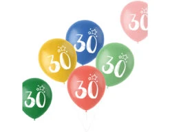 Ballonnen 30 Jaar Gekleurd 33cm 6st