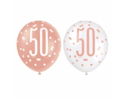 Ballonnen 50 Jaar Rose Goud 30cm 6st
