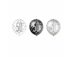 Ballonnen 50 Jaar Stippen Zwart 30cm 6st