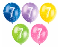 Ballonnen 7 Jaar Confetti 30cm 5st