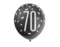 Ballonnen 70 Jaar Stippen Zwart 30cm 6st -Feestartikelen Winkel ballonnen 70 jaar stippen zwart 30cm 6st 1