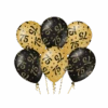 Ballonnen 75 Jaar Goud Zwart 30cm 6st -Feestartikelen Winkel ballonnen 75 jaar goud zwart 30cm 6st
