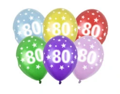 Ballonnen 80 Jaar Gekleurd Metallic 30cm 6st