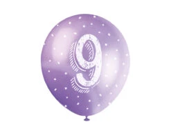 Ballonnen 9 Jaar Confetti 30cm 5st -Feestartikelen Winkel ballonnen 9 jaar confetti 30cm 5st 3