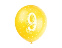 Ballonnen 9 Jaar Confetti 30cm 5st -Feestartikelen Winkel ballonnen 9 jaar confetti 30cm 5st 4