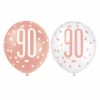 Ballonnen 90 Jaar Rose Goud 30cm 6st -Feestartikelen Winkel ballonnen 90 jaar rose goud 30cm 6st