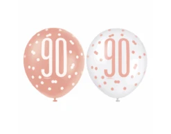 Ballonnen 90 Jaar Rose Goud 30cm 6st