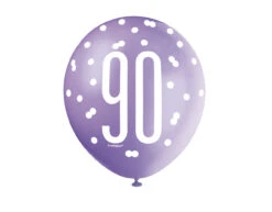Ballonnen 90 Jaar Stippen 30cm 6st -Feestartikelen Winkel ballonnen 90 jaar stippen 30cm 6st 1