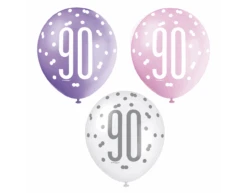 Ballonnen 90 Jaar Stippen 30cm 6st