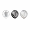 Ballonnen 90 Jaar Stippen Zwart 30cm 6st