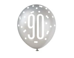 Ballonnen 90 Jaar Stippen Zwart 30cm 6st -Feestartikelen Winkel ballonnen 90 jaar stippen zwart 30cm 6st 2