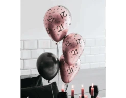 Ballonnen Congrats Roze Zwart 30cm 8st -Feestartikelen Winkel ballonnen congrats roze zwart 30cm 8st 2