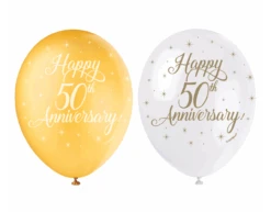 Ballonnen Happy 50th Anniversary 30cm 5st