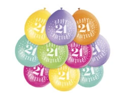 Ballonnen Happy Birthday 21 Jaar 28cm 10st