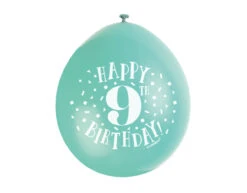 Ballonnen Happy Birthday 9 Jaar 28cm 10st -Feestartikelen Winkel ballonnen happy birthday 9 jaar 28cm 10st 3