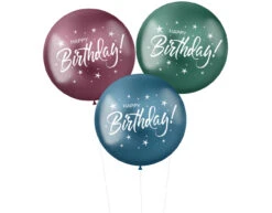 Ballonnen Happy Birthday Paars Groen Blauw 48cm 3st