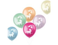 Ballonnen Unicorn & Regenboog 33cm 6st