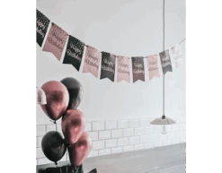 Banner 16 Jaar Roze Zwart 6m -Feestartikelen Winkel banner 16 jaar roze zwart 6m 1