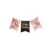 Banner 16 Jaar Roze Zwart 6m -Feestartikelen Winkel banner 16 jaar roze zwart 6m