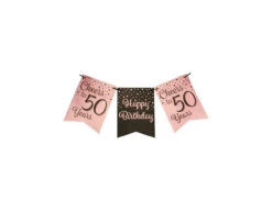 Banner 50 Jaar Roze Zwart 6m