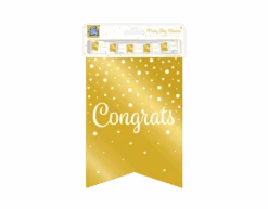 Banner Congrats Goud Wit 6m -Feestartikelen Winkel banner congrats goud wit 6m 2