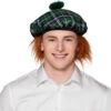 Baret Mr Tartan Groen Met Haar -Feestartikelen Winkel baret mr tartan groen met haar