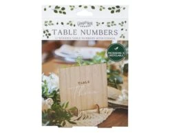 Beige Tafelnummers Hout 15cm 12st -Feestartikelen Winkel beige tafelnummers hout 15cm 12st 2